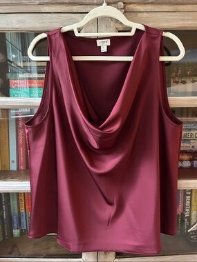 J. Crew Satin Cowl Neck top in Burgundy
